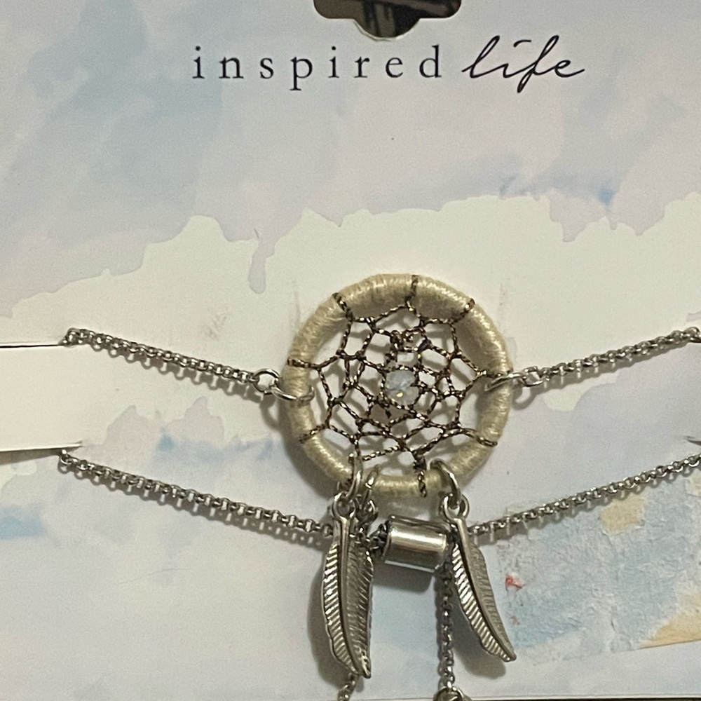 Inspire Silver and Cream Dreamcatcher Necklace